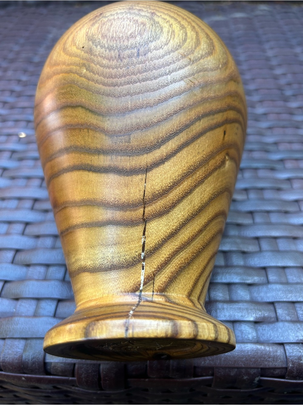 Unique Hand turned/signed Wood Vase in Warm Brown apprx 8”tall and 4” wide - Picture 6 of 9
